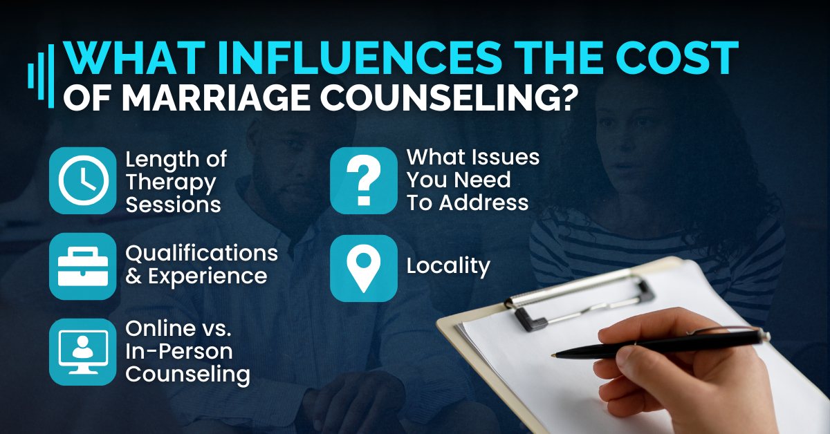 Factors that affect the cost of marriage counseling