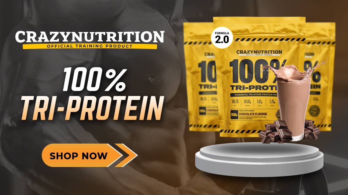 Crazy Nutrition 100% Tri-Protein Protein Powder